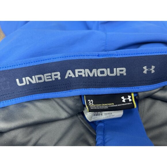 Under Armour Mens Golf Match Play Shorts 32 Blue Stretch Loose 10" Inseam Preppy - Picture 4 of 5